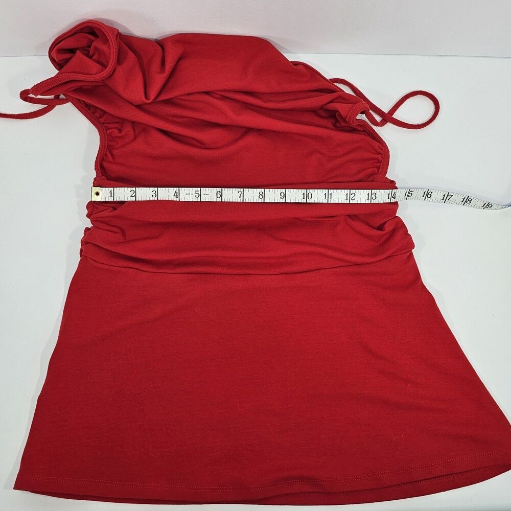 Free People Beach Valerie Mini Dress Red Cowl Neck Halter Backless Ruched Small - Picture 6 of 7